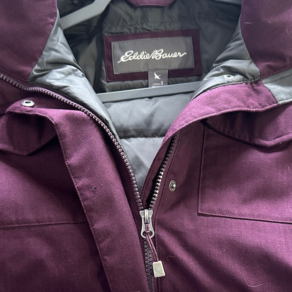 Eddie Bauer women's small dark purple Weatheredge down parka jacket EB650 - Picture 11 of 13